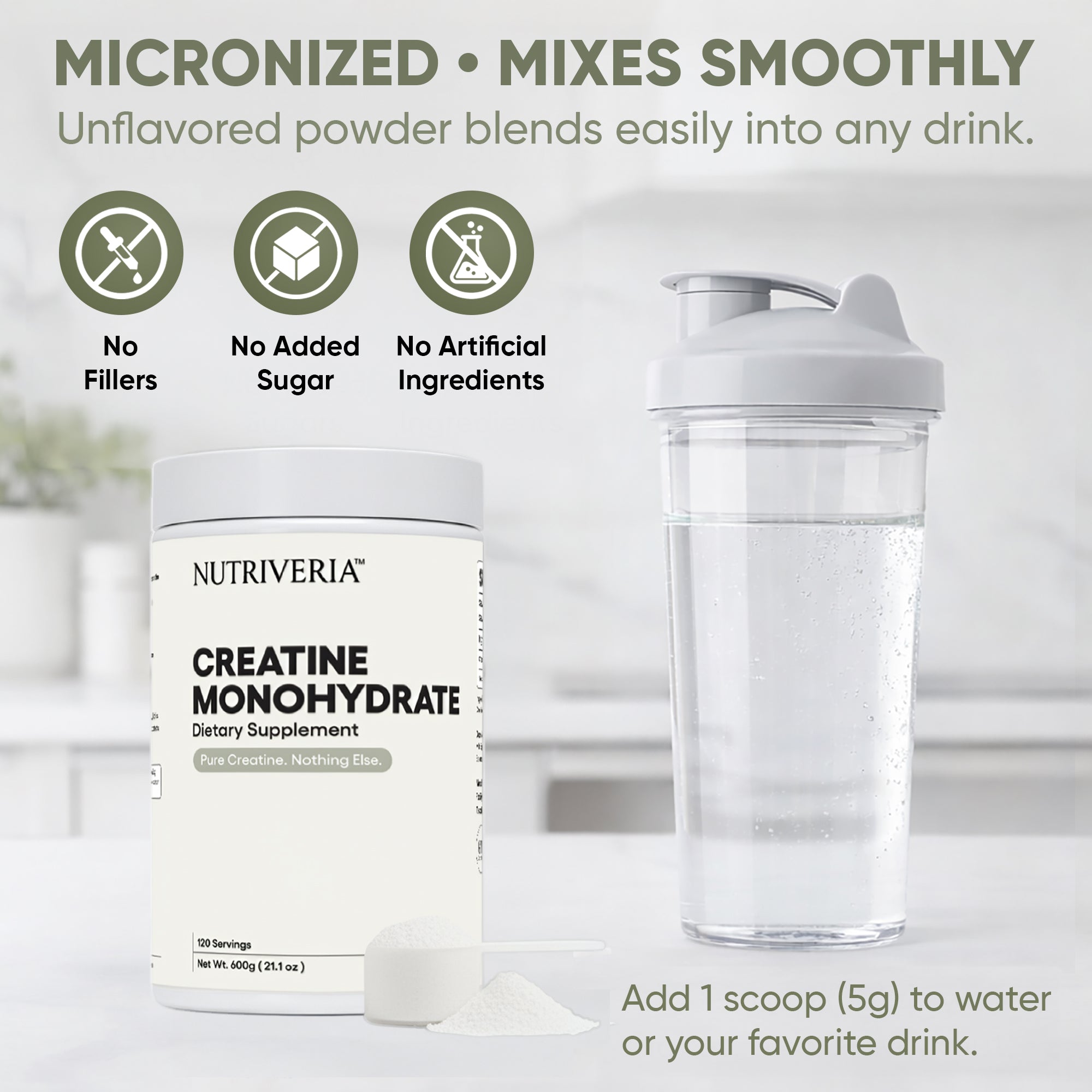 Micronized Creatine Monohydrate Powder Unflavored 600g, 120 Servings, 5g Per Serving, Third-Party Tested, No Fillers, Vegan, Clean Performance & Recovery Support