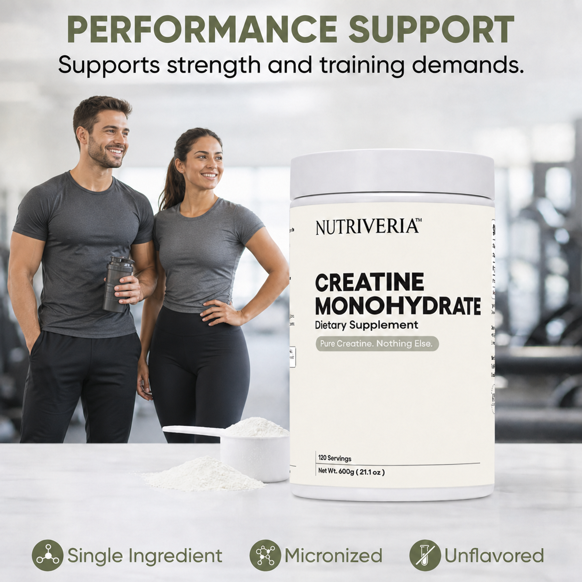 Micronized Creatine Monohydrate Powder Unflavored 600g, 120 Servings, 5g Per Serving, Third-Party Tested, No Fillers, Vegan, Clean Performance & Recovery Support