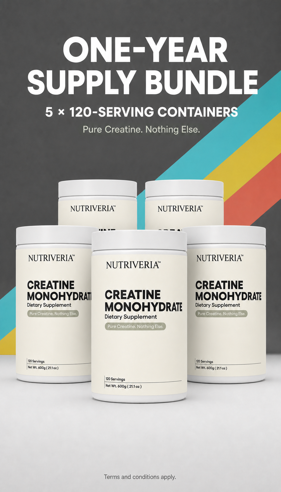 Micronized Creatine Monohydrate Powder Unflavored 600g, 120 Servings, 5g Per Serving, Third-Party Tested, No Fillers, Vegan, Clean Performance & Recovery Support