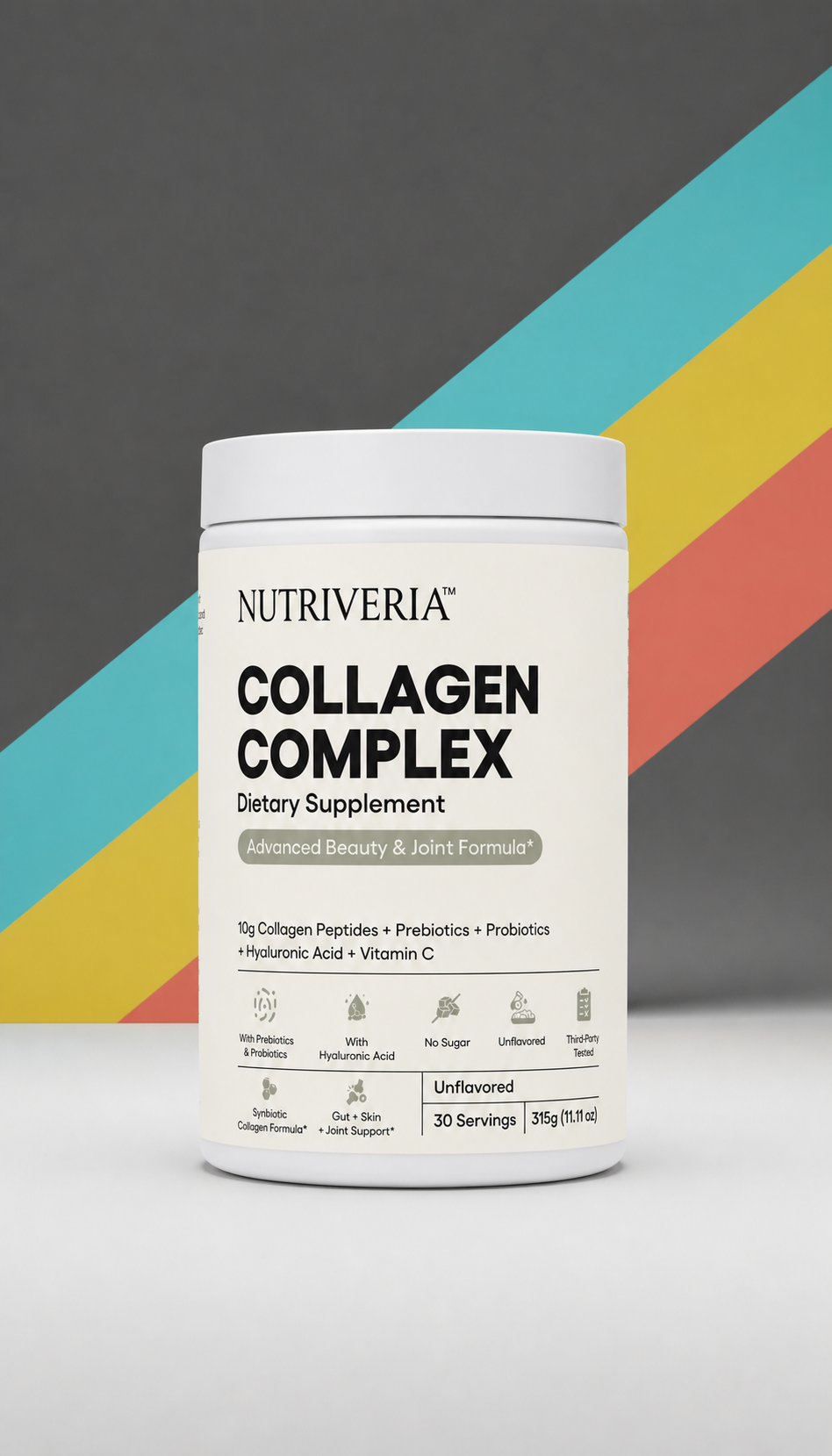 Collagen Peptides Powder, 10g Per Serving, Hyaluronic Acid, Vitamin C, Prebiotics & Probiotic Ingredients, 30 Servings, Skin, Hair, Nails & Joint Support